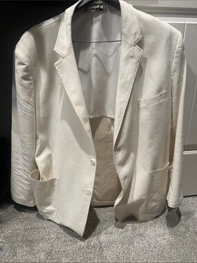 Alan Flusser Cream Men’s  Single-Breasted Blazer